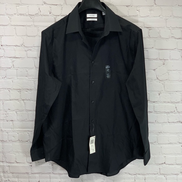Calvin Klein Other - Calvin Klein Black Solid Slim Fit Dress Shirt